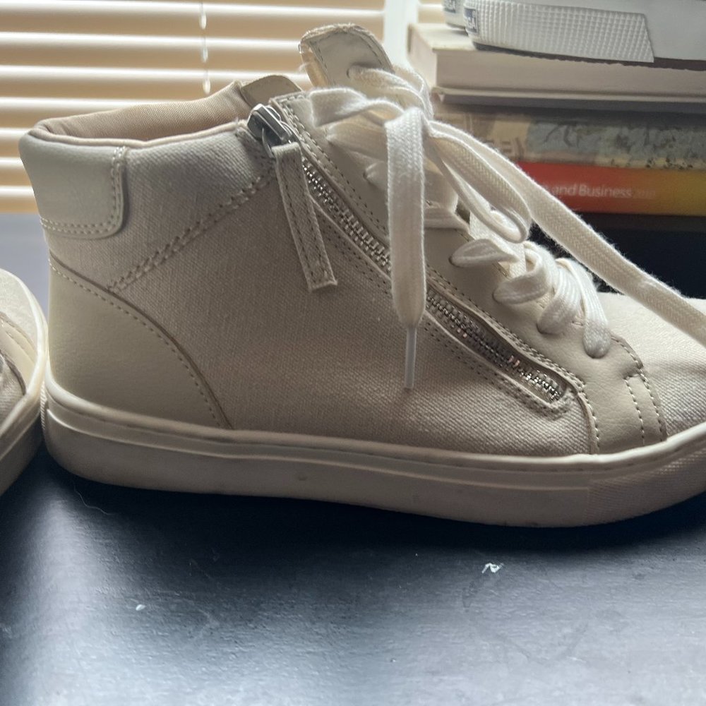 Universe Thread- Grey Chunky High Top, Zip and lace up sneakers.